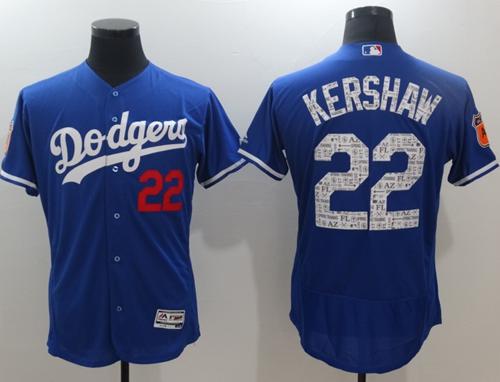 Dodgers #22 Clayton Kershaw Blue Spring Training Authentic Flex Base Stitched MLB Jersey